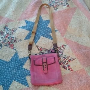 Coach pink suede shoulder bag